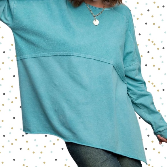 EASEL "The Good Life" Lightweight Terry Knit Tunic, High Side Slits, Raw Details - Picture 13 of 14